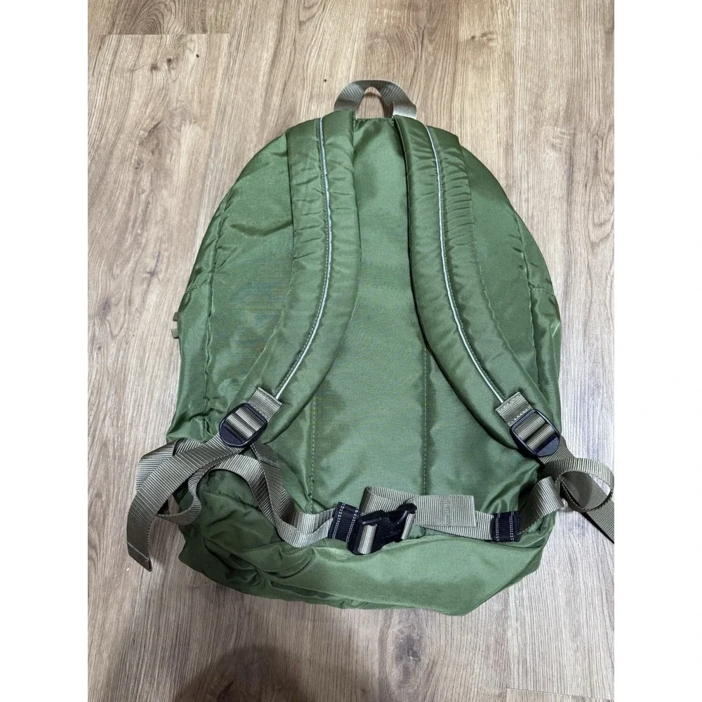 Vtg LL Bean Deluxe Reflective Backpack Nylon Green School Travel Hiking Daypack